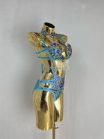 Nuevo Traje Sexy de Samba para Carnaval, Monokini con Pedrería para EDC, Stripper, Rave, Pasatiene, Concurso, Cabaret, Mardi Gras, Showgirl de Vegas