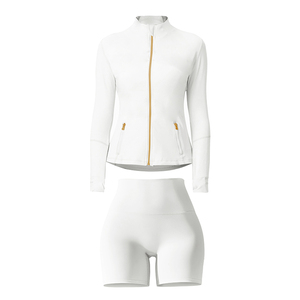 <span class=keywords><strong>Set</strong></span> Giacca e Pantaloncini per Donna con Logo Personalizzato, Alta Elasticità, Completo Sportivo Due Pezzi, <span class=keywords><strong>Abbigliamento</strong></span> da <span class=keywords><strong>Palestra</strong></span>, Collezione Autunno 2024 - Product Image 5