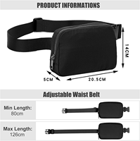 Sac banane bandoulière en nylon personnalisé avec logo, mini, décontracté, pour le sport, les voyages, la course à pied, pour femme, vente en gros