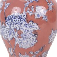 Vase rouge, bleu et blanc avec motif floral et feuillage, vase en porcelaine classique chinoise RXGK07-A