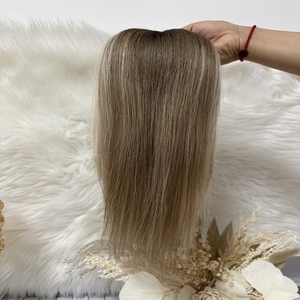 Prêt à expédier : Perruques et toupets en cheveux européens de haute qualité, base en dentelle, mono-topper, pour femmes, technique PU, vente en gros - Product Image 5