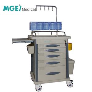 MGE-T31B MEDIGE 제조업체의 휴대용 ABS 플라스틱 ICU <span class=keywords><strong>CPR</strong></span> 충돌 카트 병원 가구 절차에 대한 소생 트롤리 - Product Image 6