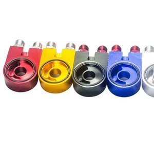 Adaptateur de refroidisseur d'huile en aluminium An10 pour plaques de moteur turbo T3 T4 PQY6723 Rouge Bleu Or Violet Noir Argent Personnalisable - Product Image 4