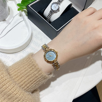 Scottie 9576 logo kustom jam tangan baja tahan karat modis sederhana klasik jam tangan kuarsa wanita tahan air