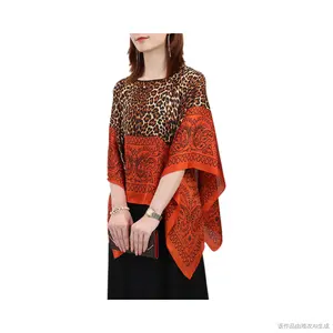 Chales de seda auténtica imitados con estilo para mujer, proveedor al por mayor, ropa de protección solar preciosa, ponchos informales para mujer