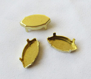 Messing Cabochons Einstellung 15x7mm Olivary Lünette Cup 4 Zinken DIY Schmuck Zubehör - Product Image 2