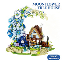 EPT 977 pièces Nouveau Kit de Construction Créatif DIY Bouquet de Fleurs Moonflower en Blocs de Plastique, Décoration Murale, Cadeau Romantique