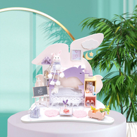 IIECREATE Mignonne petite maison miniature à construire soi-même, puzzle en bois 3D P-1009, kit de jouets à assembler pour filles