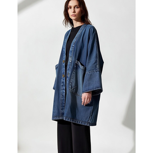 Chaqueta vaquera informal holgada para <span class=keywords><strong>mujer</strong></span> Wangsheng, <span class=keywords><strong>abrigo</strong></span> con cuello en V y botones, con bolsillos, ropa exterior cómoda de talla grande - Product Image 6