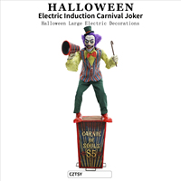 Grand clown animé d'Halloween avec capteur de mouvement et son, fonctionnant sur piles, pour usage intérieur, maison hantée, parc à thème