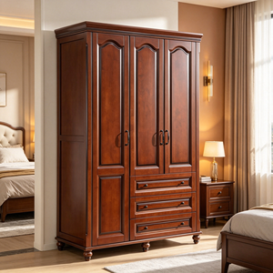 Armario Tradicional de Madera Maciza con Puertas de Panel Elevado y Diseño con Bisagras, Gran Capacidad, Estilo Antiguo - Product Image 6