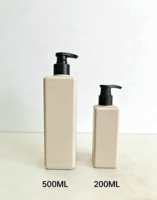 Bouteille de lotion carrée en plastique HDPE noire de 500 ml avec pompe pour emballage de shampoing, revitalisant, gel douche, personnalisable