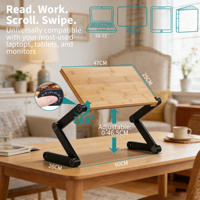 Dudukan Tablet & Laptop Ergonomis Lipat Portabel Berbahan PU yang Dapat Disesuaikan