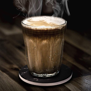 Wholesale 6 Pcs <strong>Cool</strong> Modern Drink Black Marble <strong>Coasters</strong> with Holder Hexagon Absorbent <strong>Coasters</strong> Set - Product Image 2