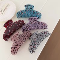 CHUJIAN Pinces à cheveux en acrylique imprimé léopard, très vendues, avec logo estampé or de luxe, pinces requin pour cheveux épais
