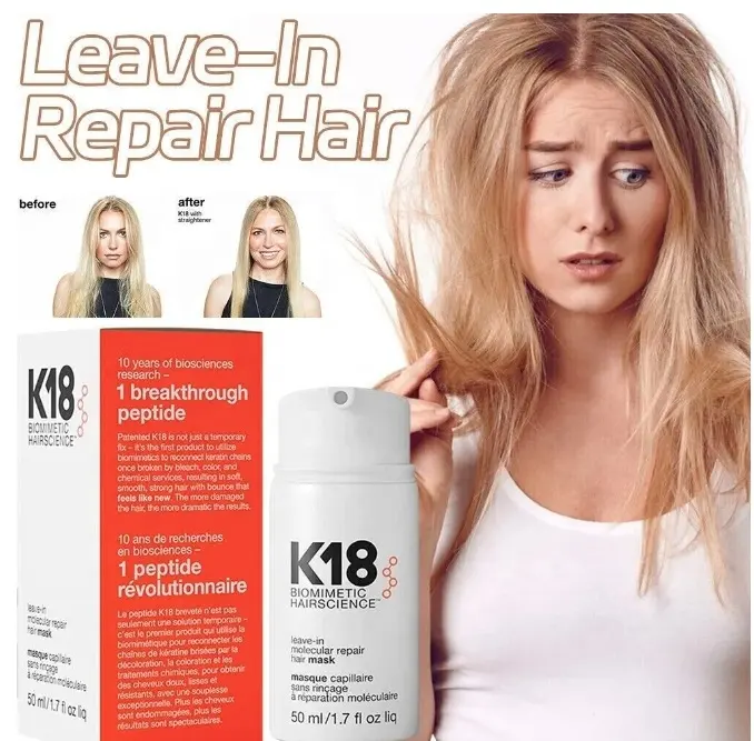 K18 Leave In Molekularreparatur Haarbehandlung zur Reparatur beschädigtes Haar 4 Minuten zur Umkehrung der Schädigung durch Bleichmittel 50 ml