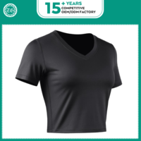 Crop top de sport à séchage rapide OEM, crop top personnalisé avec logo, t-shirt de yoga et de fitness pour femmes
