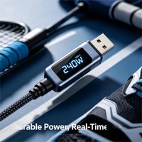 Kabel Data USB-C ke USB-C 240W dengan Layar Digital |   Chip E-Marker Pengisian Daya Cepat |   Jalinan nilon, tahan lama untuk laptop & ponsel
