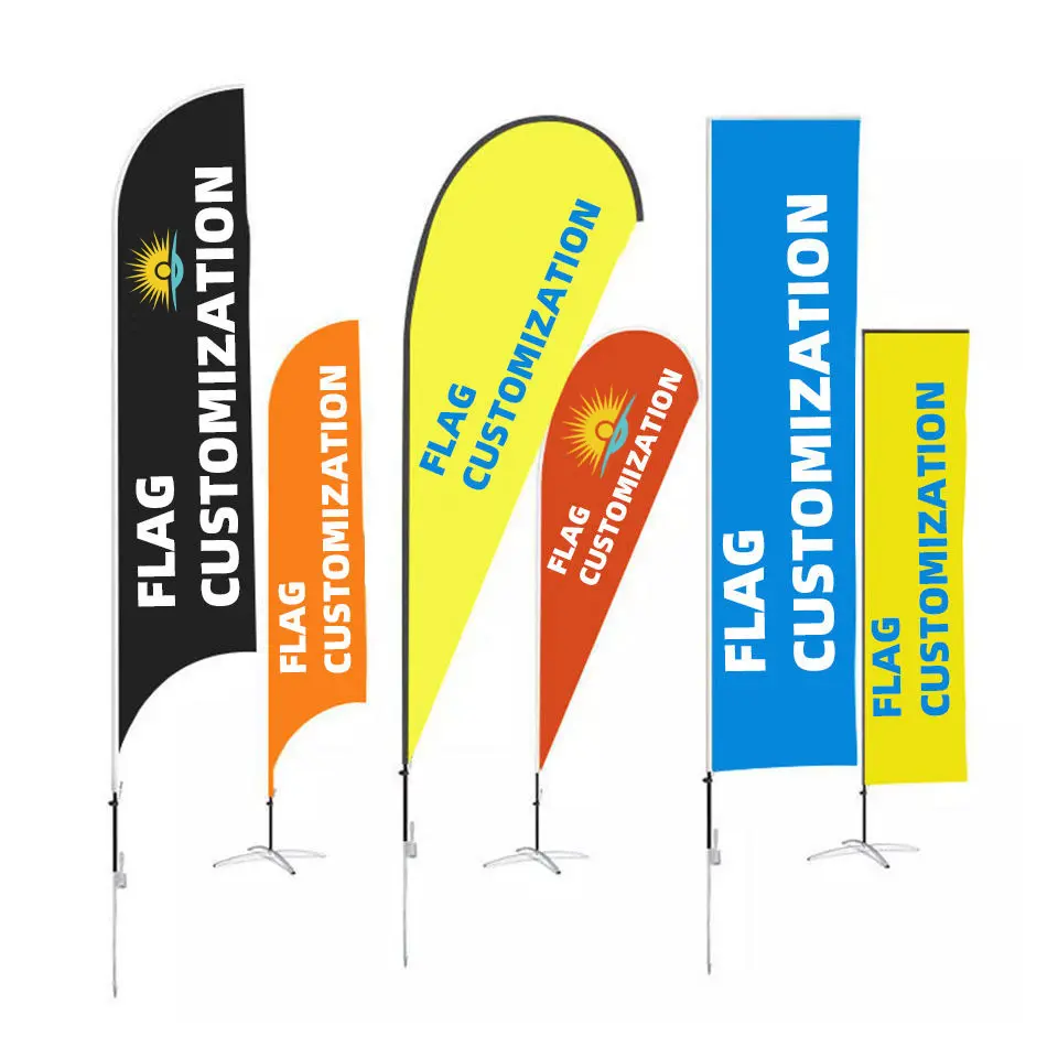 Sunshine Promotion Outdoor shop publicité plume drapeau personnalisé entreprise bannière Design personnalisé Logo drapeau de plage