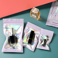 Sacs holographiques refermables pour gloss à lèvres, emballages pour petites entreprises, sacs cosmétiques à fermeture éclair, pochette plate