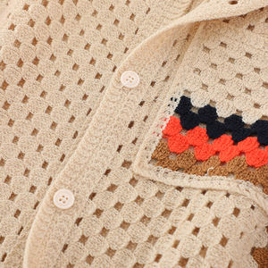 T-shirt Polo <span class=keywords><strong>en</strong></span> <span class=keywords><strong>Maille</strong></span> Tricotée Personnalisé avec Logo, Manches Courtes <span class=keywords><strong>en</strong></span> <span class=keywords><strong>Maille</strong></span> Creuse, Chemise <span class=keywords><strong>en</strong></span> Crochet pour Garçon - Product Image 5