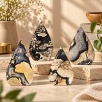 Ornement Goutte d'Eau en Agate Volcanique, Pierre Polie, Pièce de Présentation, Décoration d'Intérieur en Cristal, Cadeau pour Étagère ou Table