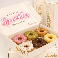 Boîte à donuts rose pliable personnalisée, 6 ou 4 emplacements, avec logo doré, pour emporter, qualité alimentaire, emballage pour pâtisserie et desserts