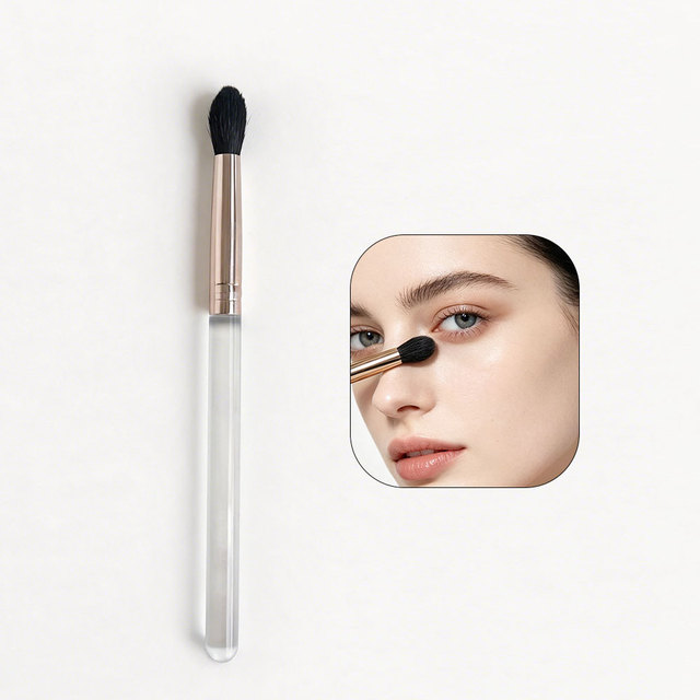 Private Label Clear Plastic Handle Single Eyeshadow Blending Brush Professional Pony Hair Eye Brush Makeup Tool Wholesale