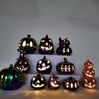 Peint à la main Halloween en forme de citrouille tasse à café poignée chat noir porcelaine pays Design fête voyage cadeau avec couvercle imprimé