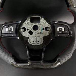 Volante de Cuero de Fibra de Carbono Brillante de Alta Calidad para Volkswagen <span class=keywords><strong>Polo</strong></span> Golf <span class=keywords><strong>6</strong></span> 7 7.5 8 R <span class=keywords><strong>GTI</strong></span> Passat B6 B7 CCMK6 Mk7 - Product Image 4