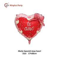 Ballon en aluminium cœur 'Je t'aime' espagnol de 18 pouces, motif Cœur, Ours, Rose, Nœud, pour la Saint-Valentin, Anniversaire de Mariage, Fête