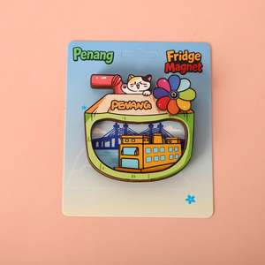 Aimants de réfrigérateur personnalisables en bois multicouche imprimés sur mesure, souvenirs de voyage de Malaisie - Product Image 2