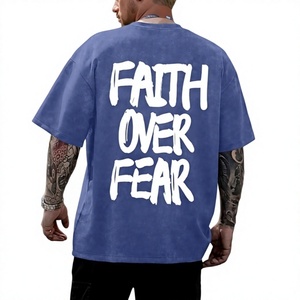 Fournisseur en gros personnalisé – T-shirt homme streetwear oversize de haute qualité, en coton épais délavé à l'acide, avec impression graphique sérigraphiée - Product Image 2