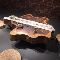 Table basse de salon en bois avec résine époxy, style américain moderne, bord brut, style industriel, café