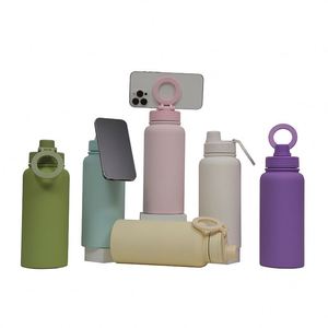 Magnetic Phone Holder Stainless Steel Tumbler 1L Vacuum Insulated Water <b>Cup</b> Leakproof Portable Design Ideal - Product Image 5