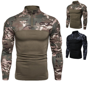 Camiseta de camuflaje informal para hombre con logotipo personalizado de alta calidad y manga larga con cuello levantado, Jersey transpirable de ajuste Regular, 100% - Product Image 4
