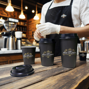 Al pacchetto UAE SA 4Oz 8Oz 12Oz 16Oz caffè monouso biodegradabile tazze a parete singola doppie pareti oro stagnola bicchieri di carta con coperchi - Product Image 6