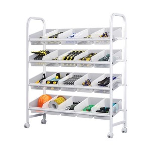 Mobile <b>Tool</b> Storage Rack Multi Layer Organizer with Angled Plastic Bins Rolling Supply <b>Cart</b> for Workshop Garage - Product Image 1