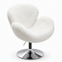 Fauteuil Canapé Swan Moderne, Siège Rembourré en Velours avec Dossier, Pivotant, Hauteur Réglable, Pieds en Métal, pour Salle à Manger, Chambre, Bureau à Domicile, Salon