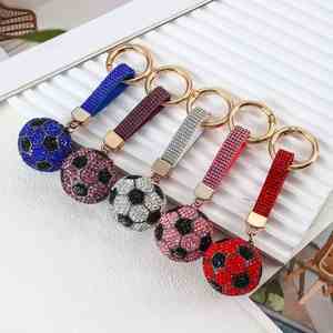 Luxury Bag Charm Car Key Chain Rhinestone Football Keyring Bag Accessories Customized Shiny <b>Crystal</b> <b>Ball</b> Keychain Toy - Product Image 6