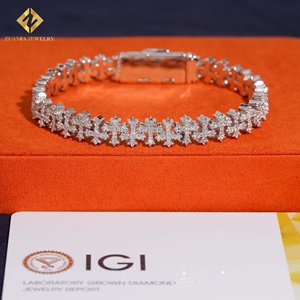 Lab Grown Diamond Bracelet Popular 8.5mm Cross Cuban <b>Chain</b> Cuban Link <b>Chain</b> Necklace Bracelet Men <b>Iced</b> <b>Out</b> Diamond 925 - Product Image 1