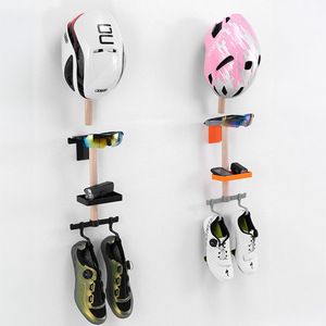 LiLioo Soporte de pared para bicicleta, ajustable, de madera maciza con ABS para casco, gafas, velocímetro, sin necesidad de taladrar - Product Image 3