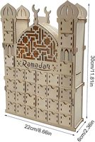Nicro Creative Artisanat en bois islamique musulman, Décoration 30 jours jusqu'à l'Eid, Ornements de maison en forme de château, Calendrier de l'Avent du Ramadan DIY