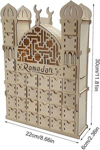 Nicro Creative Artisanat en bois islamique musulman, Décoration 30 jours jusqu'à <span class=keywords><strong>l</strong></span>'Eid, Ornements <span class=keywords><strong>de</strong></span> <span class=keywords><strong>maison</strong></span> en forme <span class=keywords><strong>de</strong></span> château, Calendrier <span class=keywords><strong>de</strong></span> <span class=keywords><strong>l</strong></span>'Avent du Ramadan DIY - Product Image 6