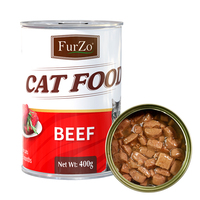 Nourriture humide pour chat sans céréales, à base de bœuf en morceaux, 400g, riche en fer, pour la régénération sanguine et le soutien immunitaire, en conserve, personnalisable pour les grossistes et les magasins d'animaux