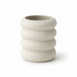 Ensemble d'accessoires de salle de bain en résine côtelée sculpturale blanche, finition grès blanc pour salle de bain moderne, vente en gros - Product Image 4