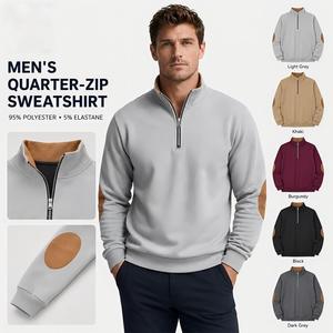 Men's Half <b>Zip</b> Stand Collar Sweatshirt Long Sleeve Pullover Casual Loose Fit Fleece Lined Streetwear - Product Image 1