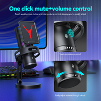 Microphone à condensateur USB filaire RGB pour jeux, léger et portable, pour ordinateur, podcast, streaming