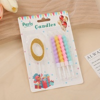 Bougies d'anniversaire numérotées 0-9 avec bougies spirales macaron et ensemble de décorations de gâteau à paillettes dorées pour fête d'anniversaire, vente en gros