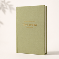Carnet de notes personnalisé Dreamer Journal, couverture rigide en lin, beige et vert bicolore, dorure à chaud, minimaliste, cadeau littéraire, OEM ODM en gros